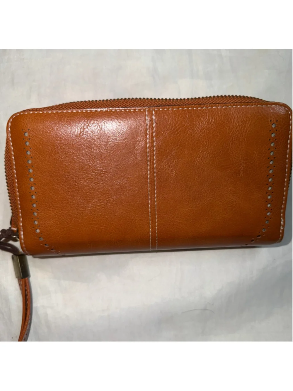 EUC Charm Infinite Vegan Leather Zip Around 2 section Fashion Wallet RFID Block